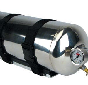Accumulator Tank, SS, 2.5 gal, gauge, cradle, QRS fittings
